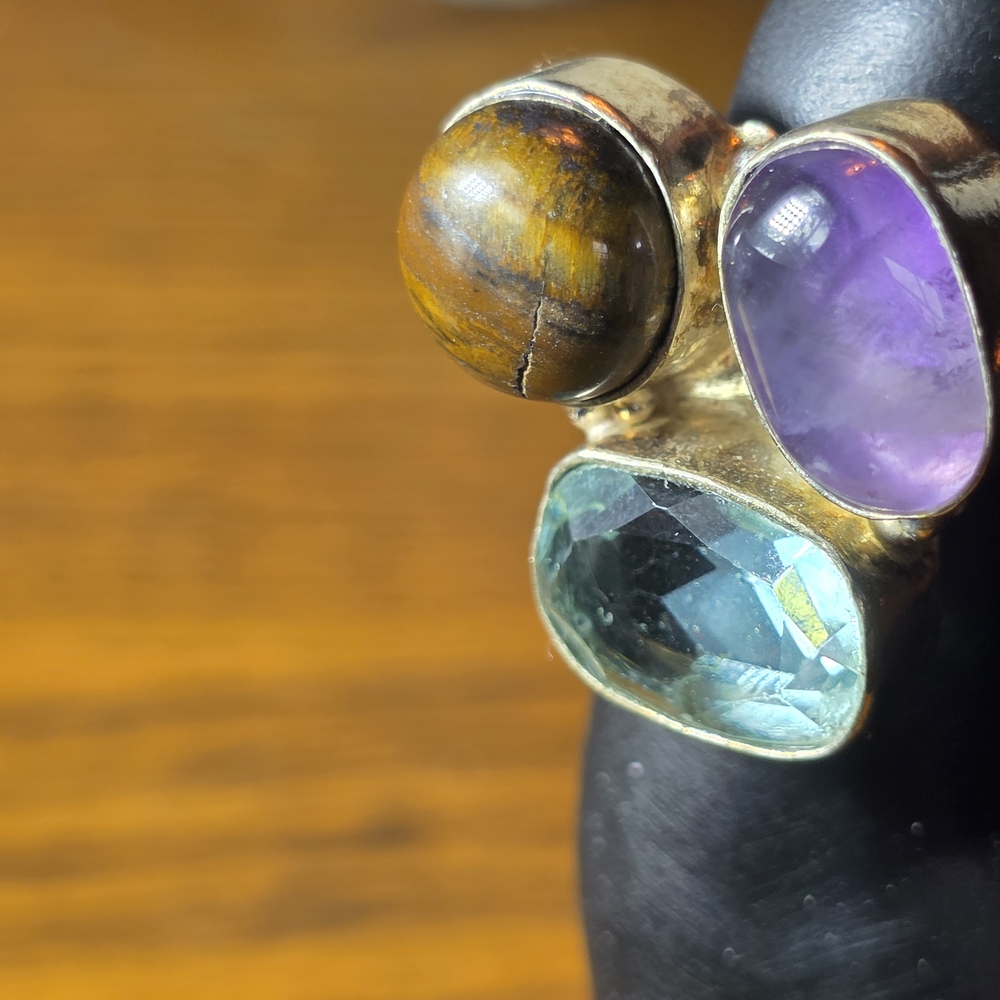 Sterling Silver Multicolor Gemstone Ring